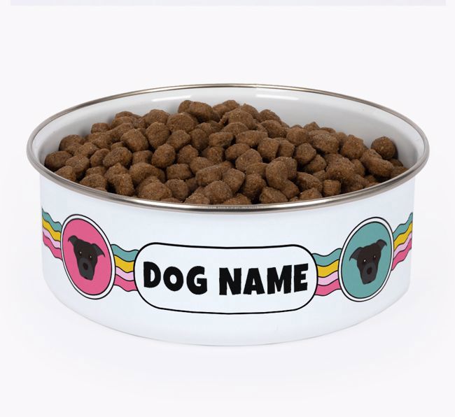 Rainbow Waves: Personalised {breedFullName} Enamel Dog Bowl